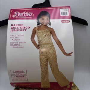 Girls BARBIE Movie Gold Disco Jumpsuit Halloween-Costume-Party- Size L 10-12 NWT
